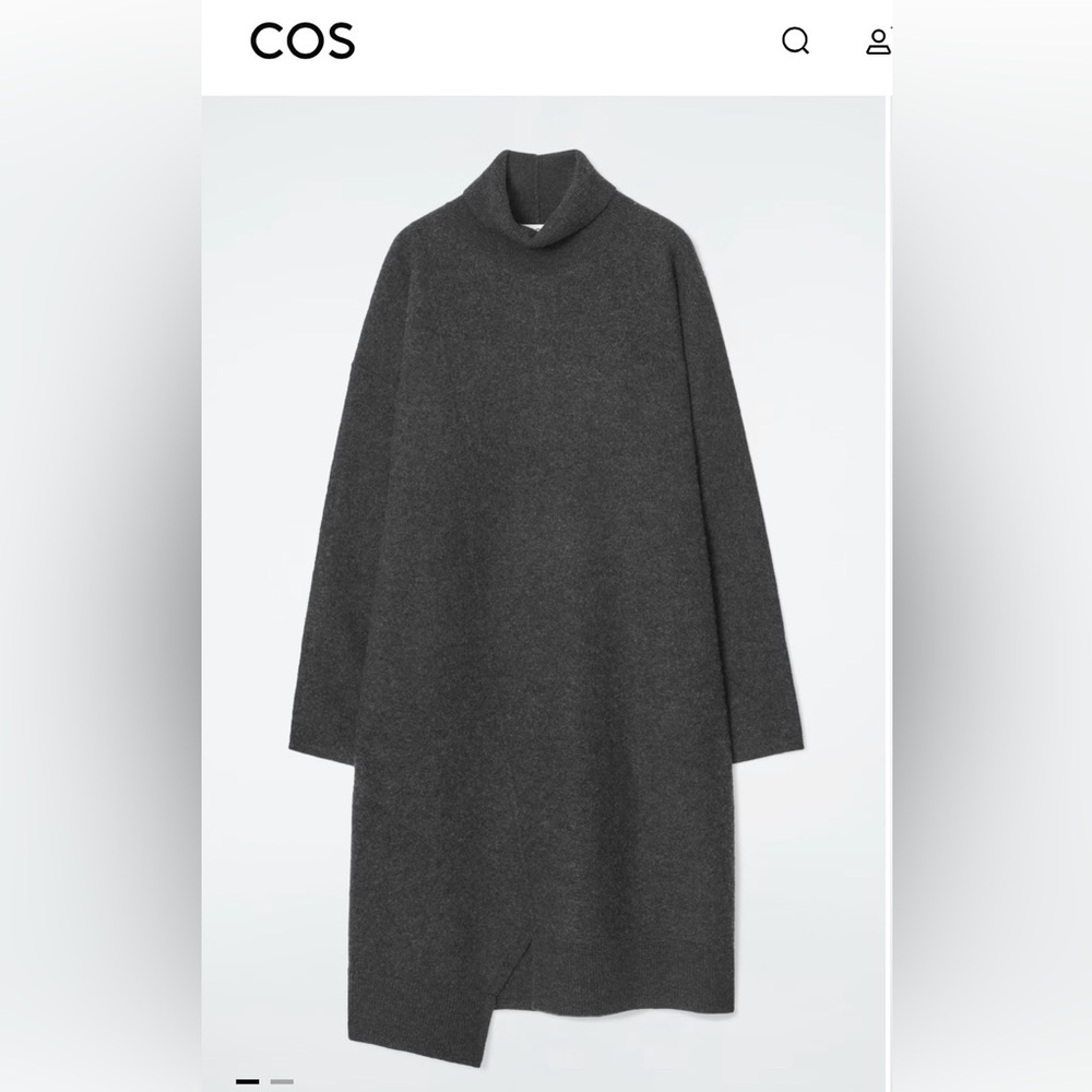 COS
ASYMMETRIC MERINO WOOL DRESS (dark grey)